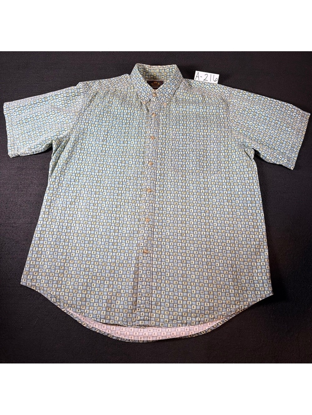 Vintage Sedgefield Mens L Button Up Shirt Geometric Print 100% Cotton 90s